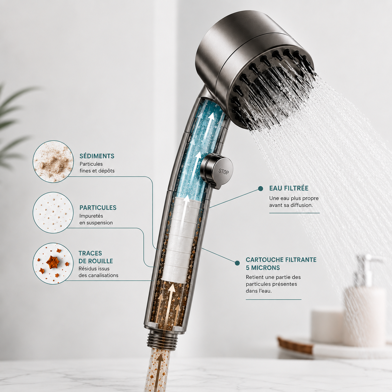 5 filtres pommeau de douche - Sensa
